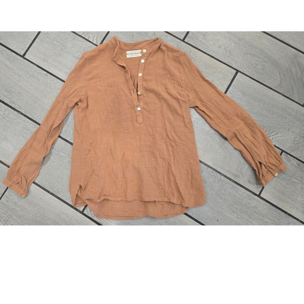 All That Remains Limited Edition Cotton Gauze Blouse Terracotta Boho Top Size 8